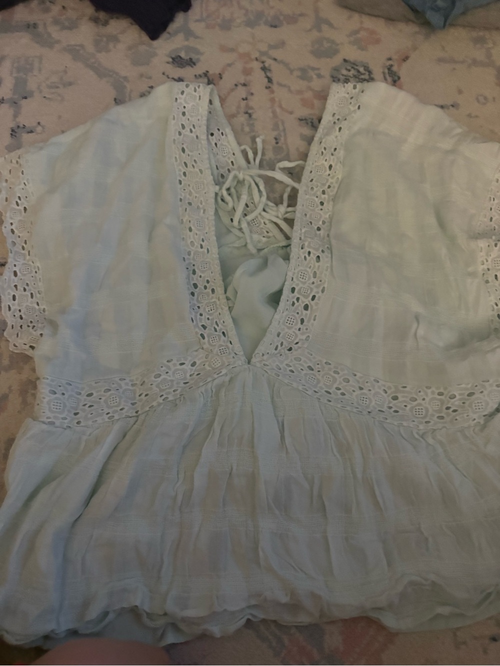 American Eagle Light Mint Eyelet Lace Top